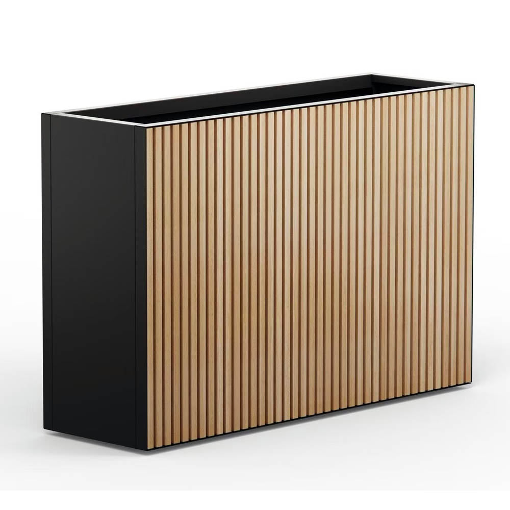 FIORIERA "DECO PLANTER" IN METALLO 120X40X80CM NERO E LEGNO