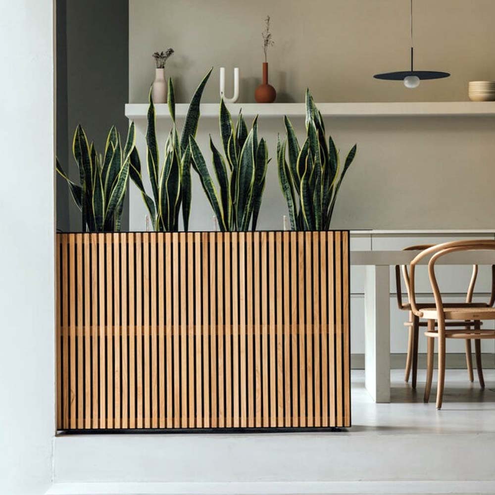 FIORIERA "DECO PLANTER" IN METALLO 120X40X80CM NERO E LEGNO