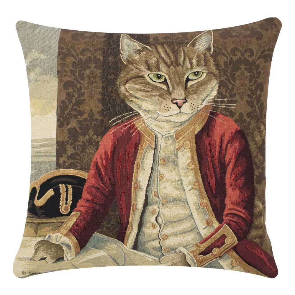 CUSCINO GOBELIN CON GATTO MARCHESE 45X45CM