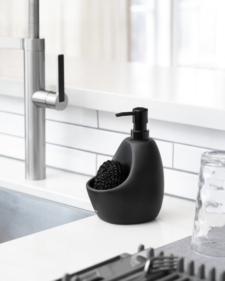 Dispenser per sapone e paglietta abrasiva Joey 10 x 13 x 20 cm Nero UMBRA