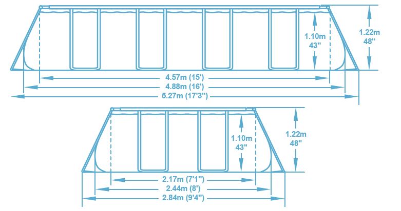 PISCINA POWER STEEL 488X244X122 RETTANGOLARE GRIGIO SCURO