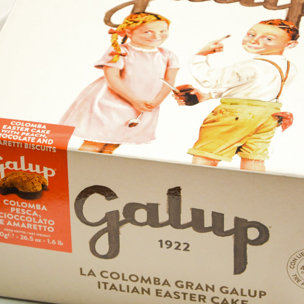 COLOMBA GRAN GALUP AMARETTO, CIOCCOLATO E PESCA 750GR