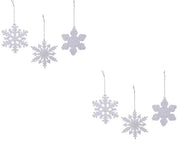 OFFERTA 6 FIOCCHI DI NEVE APPENDIBILI 10X10X0,5CM ASSORTITI
