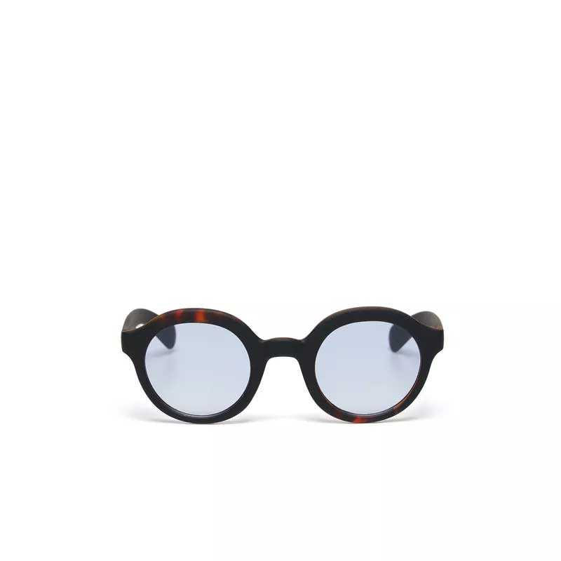 OCCHIALE DA SOLE MODELLO LAURO ROUND COLORE NERO LENTI BLU GRADIENTE OKKIA