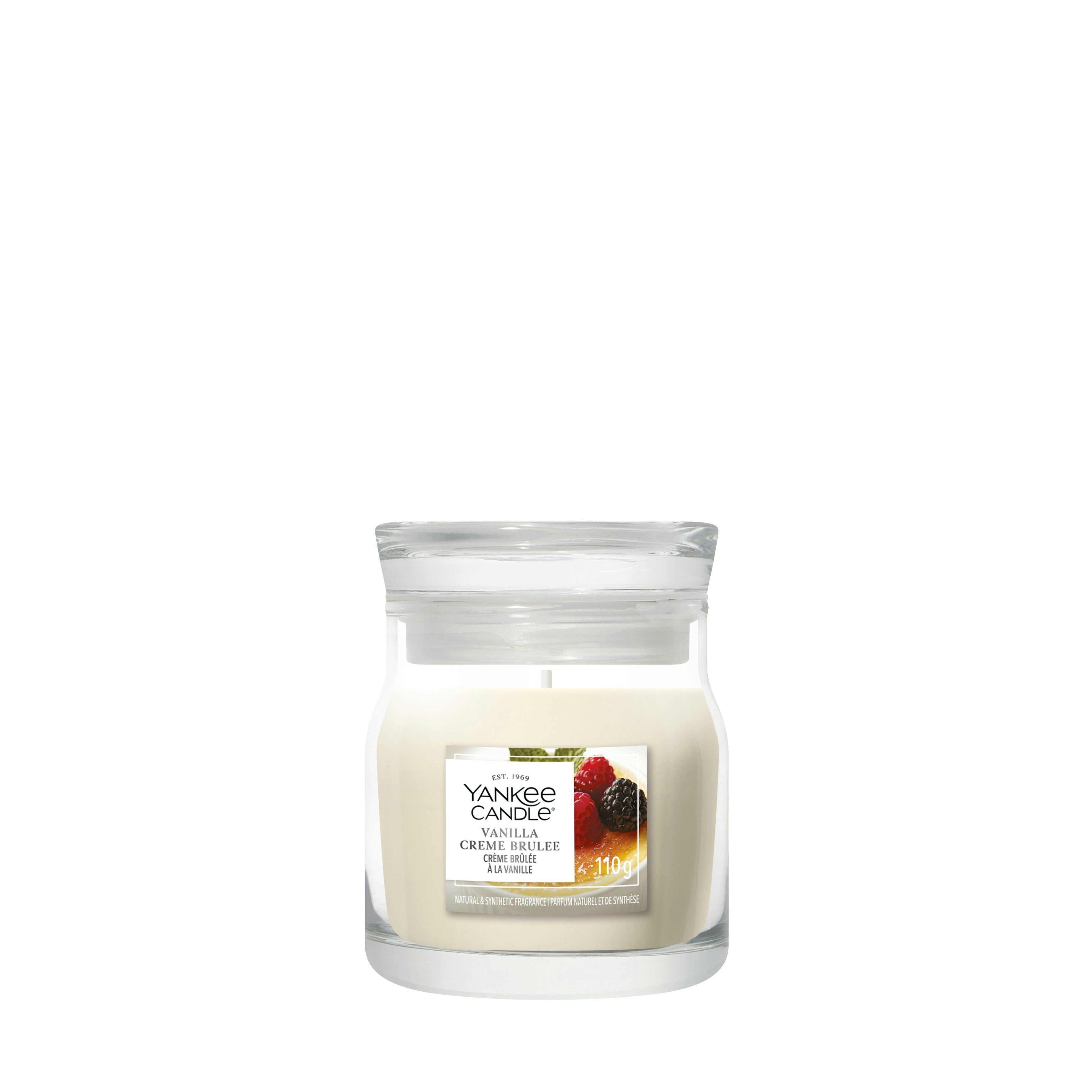 Candela piccola Signature Vanilla Crème Brûlée 110g Neutri Yankee Candle