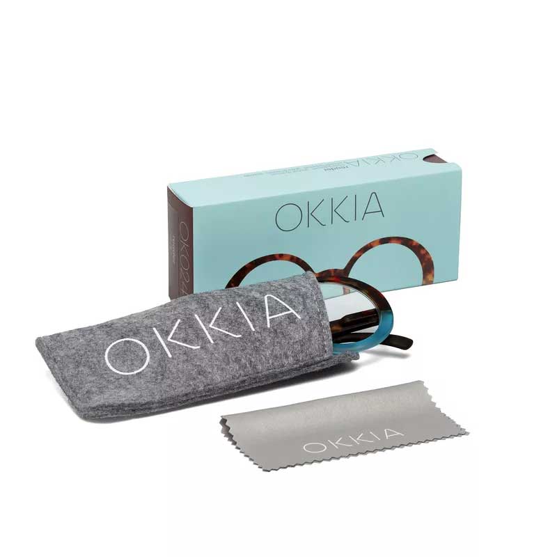 OCCHIALE DA LETTURA MODELLO LAURA COLORE HAVANA E BLU GRAD.+2.00 OKKIA