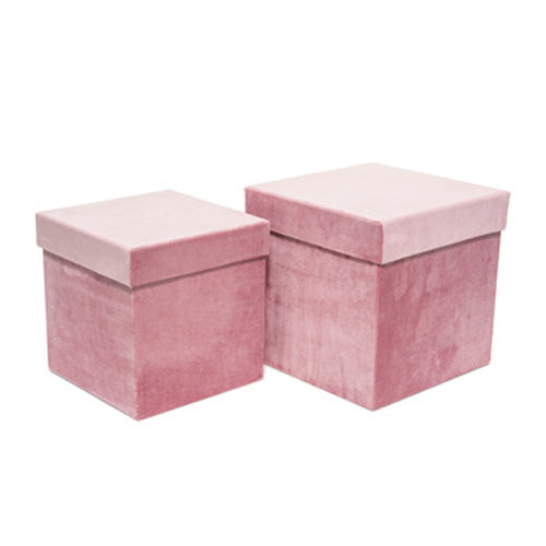 SET 2 SCATOLE RETTANGOLARI IN VELLUTO ROSA