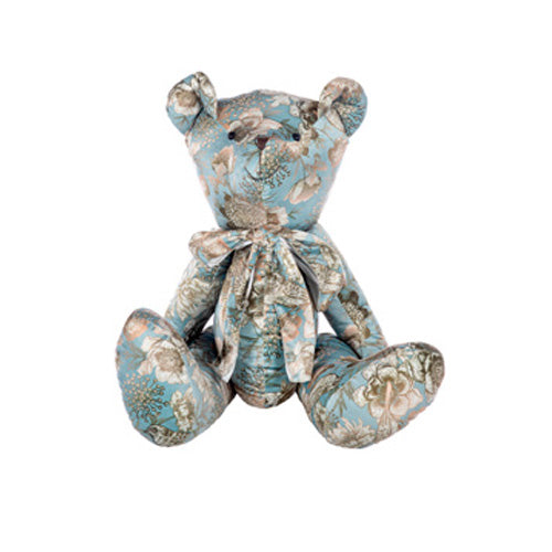 ORSETTO PELUCHE DECORATO AZZURRO/ORO 50CM