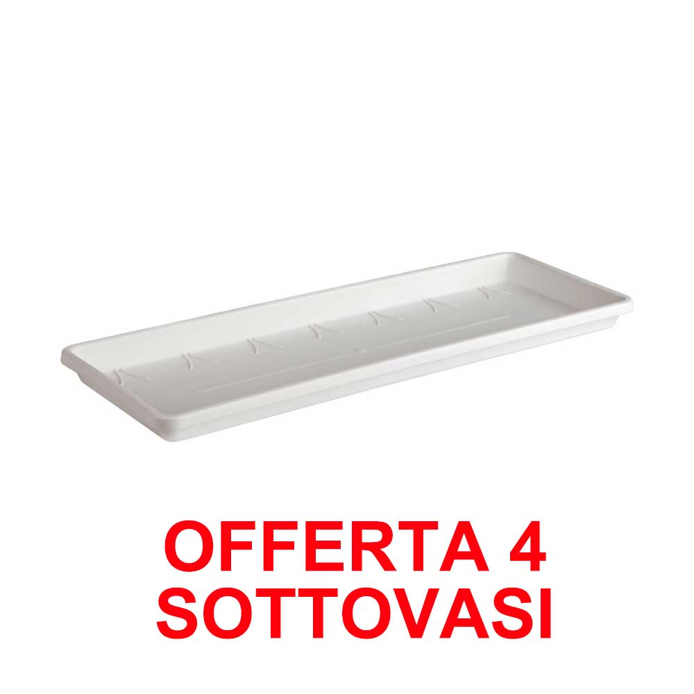 OFFERTA 4 SOTTOVASO PER FIORIERE BARCELONA TROUGH SAUCER 40CM BIANCO