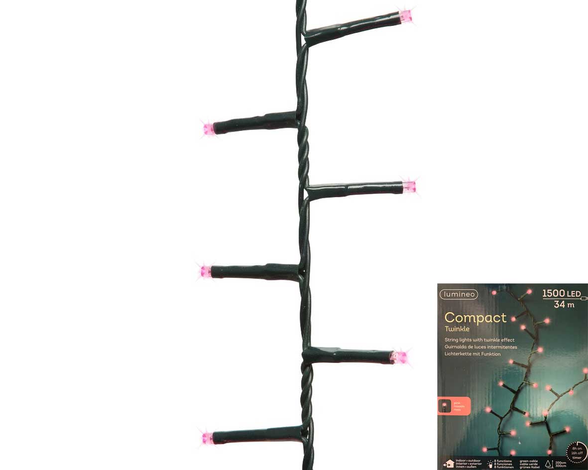 LUCI NATALE 1500 LED ROSA CON GIOCHI DI LUCE