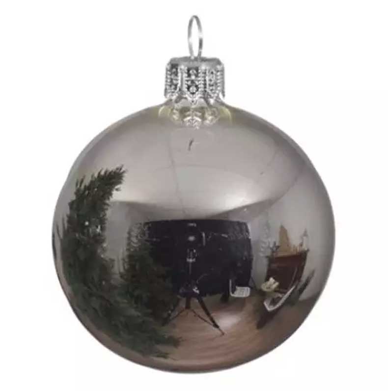 PALLINA DI NATALE IN VETRO ARGENTO LUCIDO 7CM