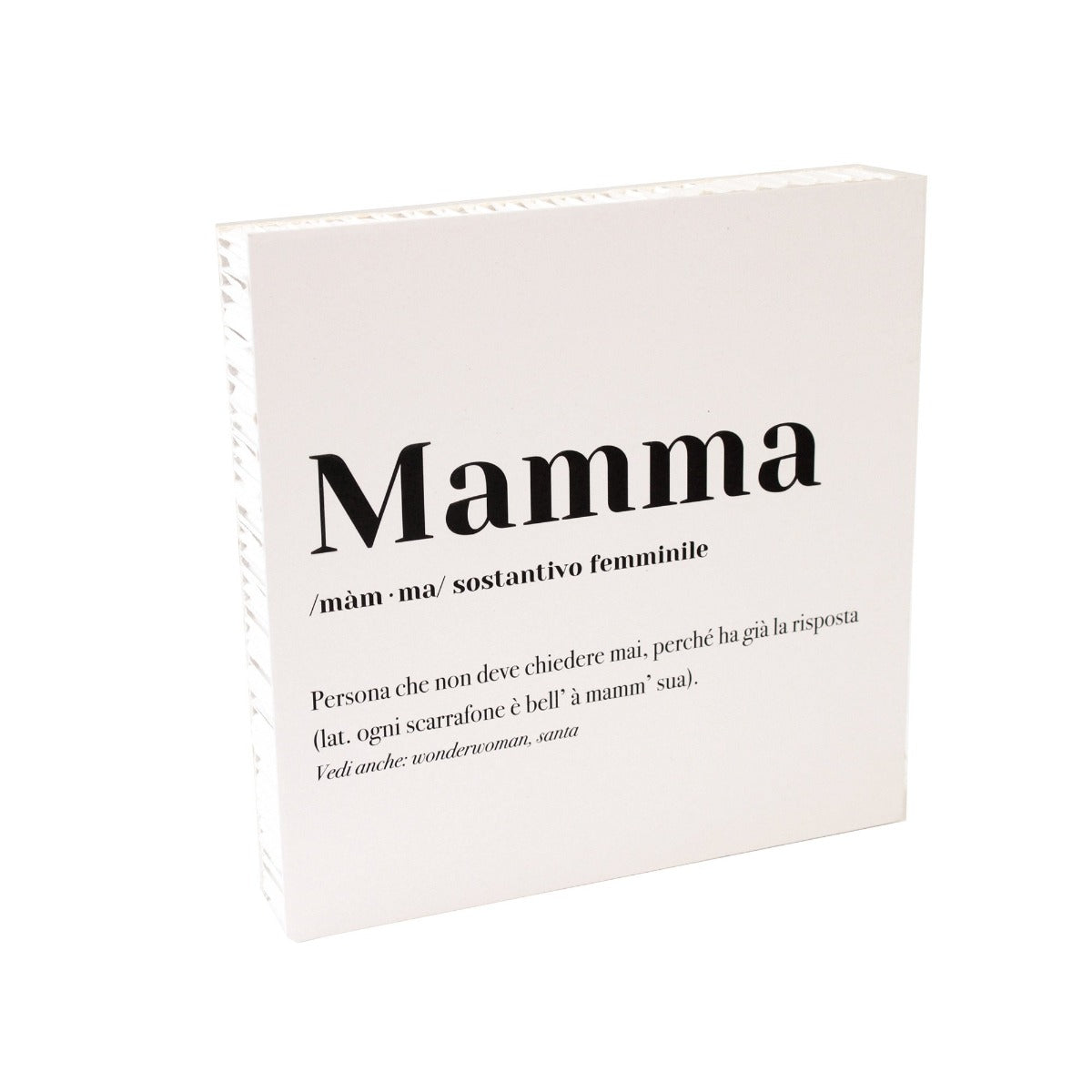 QUADRETTO DIZIONARIO IN CARTONE MAMMA 20X20X3CM BIANCO