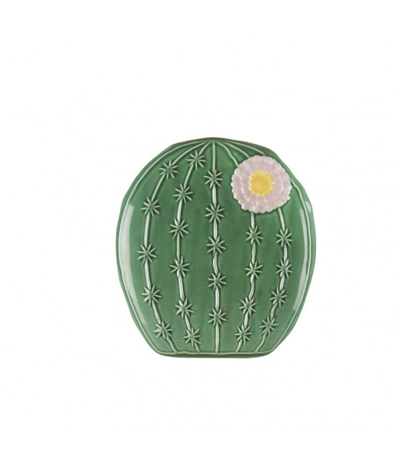VASCHETTA UMIDIFICATORE IN CERAMICA CACTUS CON FIORE LILLA