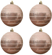 OFFERTA 4 PALLINE 8CM ROSA CIPRIA CON DECORAZIONE GLITTER
