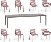 OFFERTA TAVOLO RIO ESTENDIBILE 210/280CM TORTORA +6 SEDIE +2 POLTRONE DOGA MARSALA