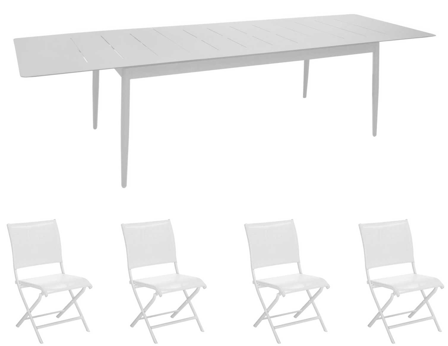OFFERTA TAVOLO ALLUNGABILE 180/240X100 BLANC DUBLIN + 4 SEDIE ELEGANCE
