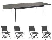 OFFERTA TAVOLO ALLUNGABILE 180/240X100 GRAFITE DUBLIN + 4 SEDIE ELEGANCE