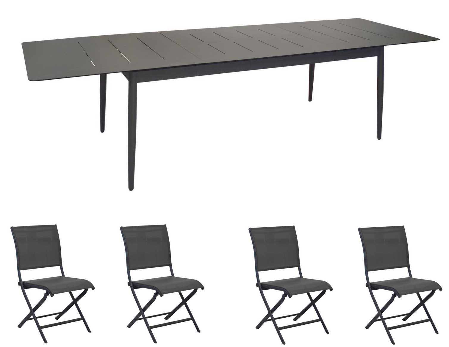 OFFERTA TAVOLO ALLUNGABILE 180/240X100 GRAFITE DUBLIN + 4 SEDIE ELEGANCE