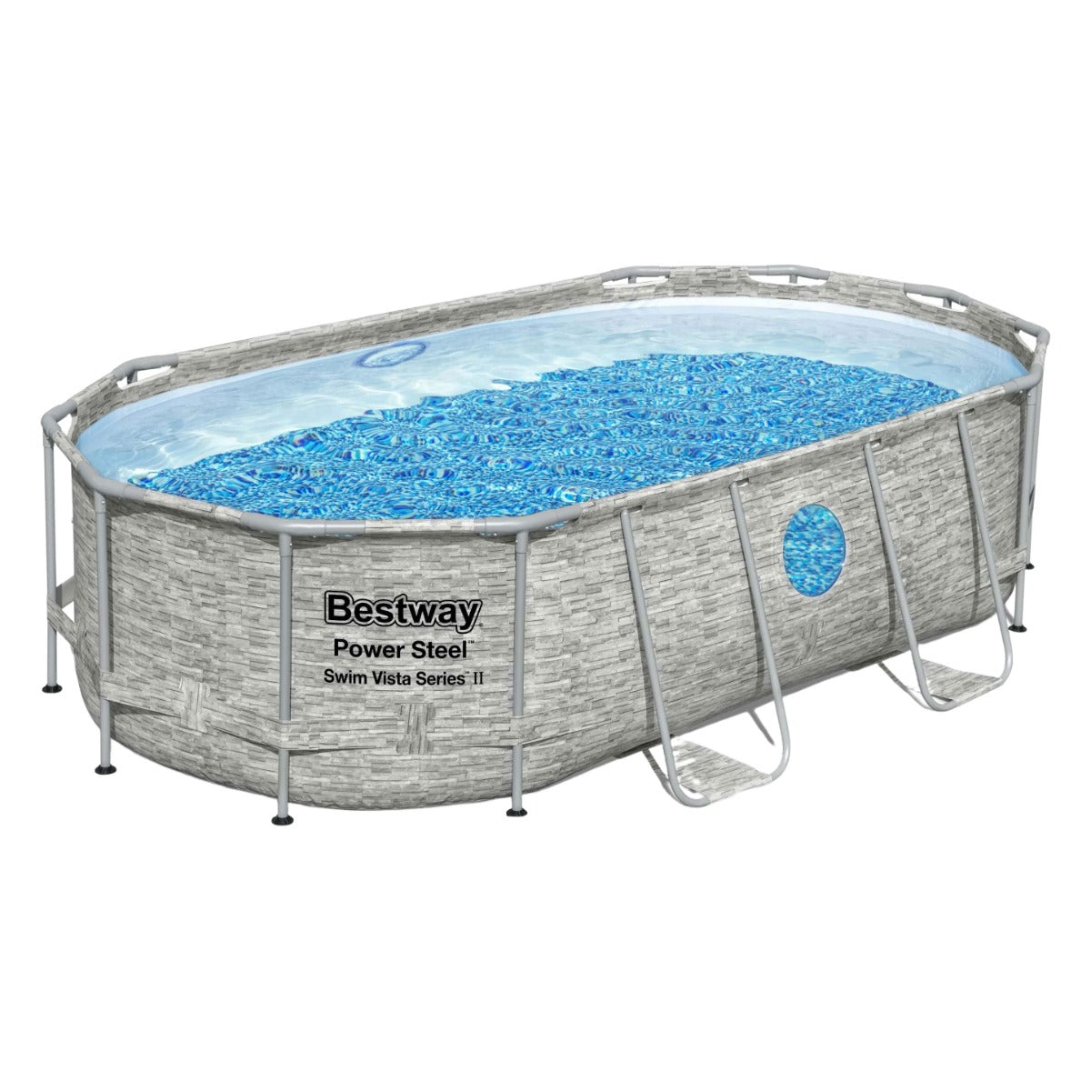PISCINA OVALE SWIM VISTA II 427X250X100CM CON POMPA FILTRO SCALETTA E TELI COPERTURA