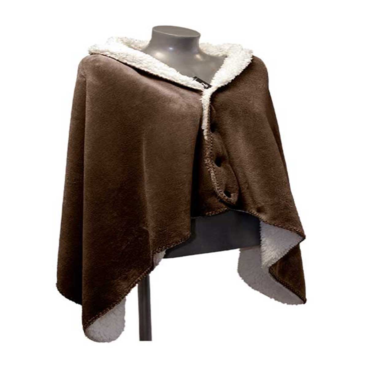 MANTELLA PLAID CON BOTTONI COBY 75X150CM MARRONE SCURO