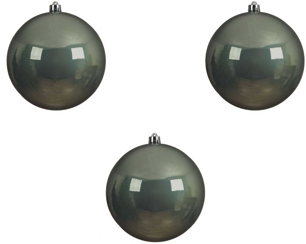 OFFERTA 3 PALLINE DI NATALE 14 CM VERDE SALVIA