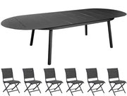 OFFERTA TAVOLO DUBLINO OVALE ALLUNGABILE 230/300X120CM GRAFITE +6 SEDIE ELEGANCE GRAFITE