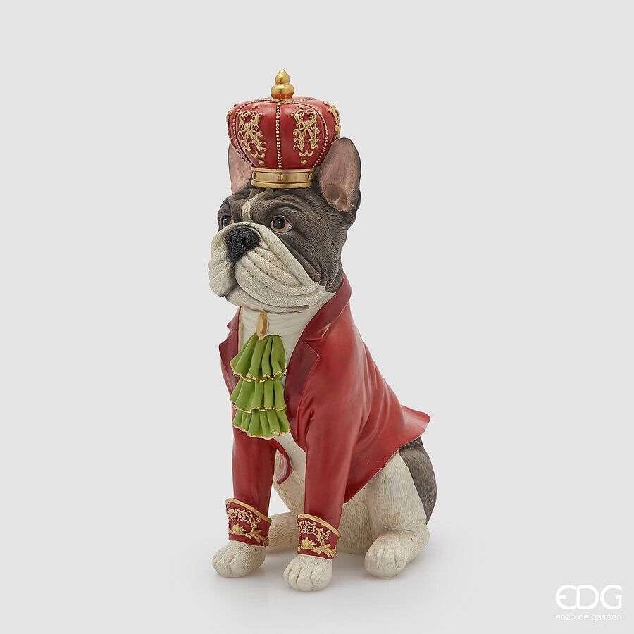 EDG Enzo De Gasperi Decoro Bulldog Natalizio Reale H37,5 cm L22,5 cm P15