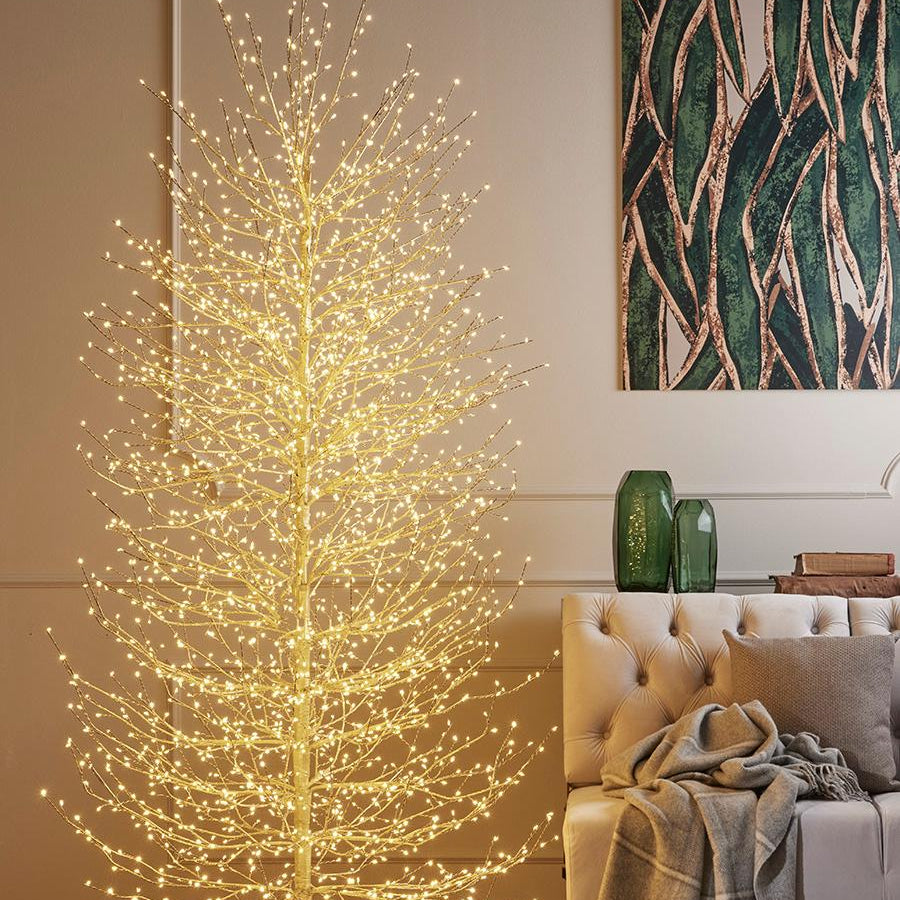 ALBERO FAGGIO CON BASE H210CM 2700LED ORO LUCE BIANCA CALDA