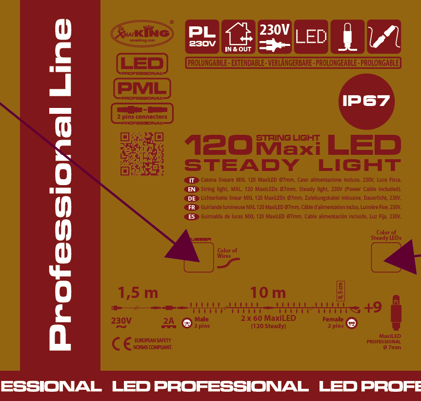 LUCI DI NATALE COLLEGABILI 120 MAXILED BIANCO FREDDO 1,5+10M