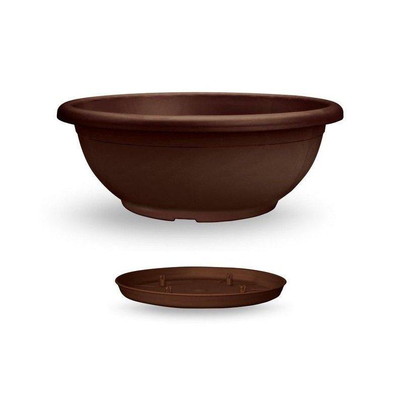 Vaso ciotola da giardino Naxos con sottovaso D 40 cm bronzo VECA