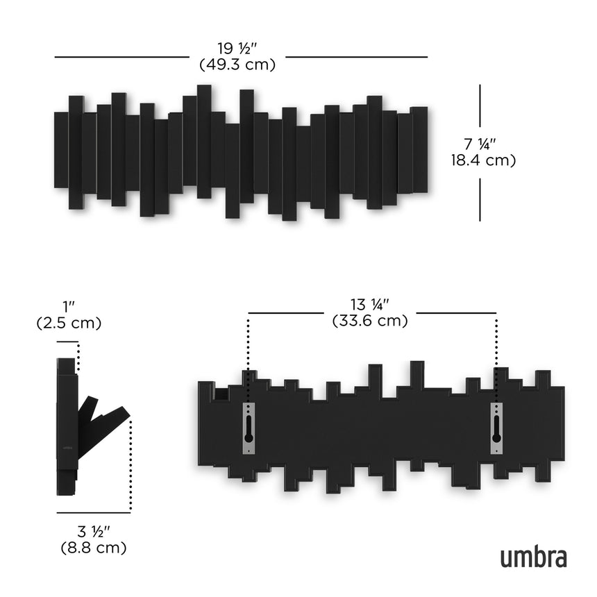 Appendiabiti da parete Sticks 49x18x3 cm Nero UMBRA