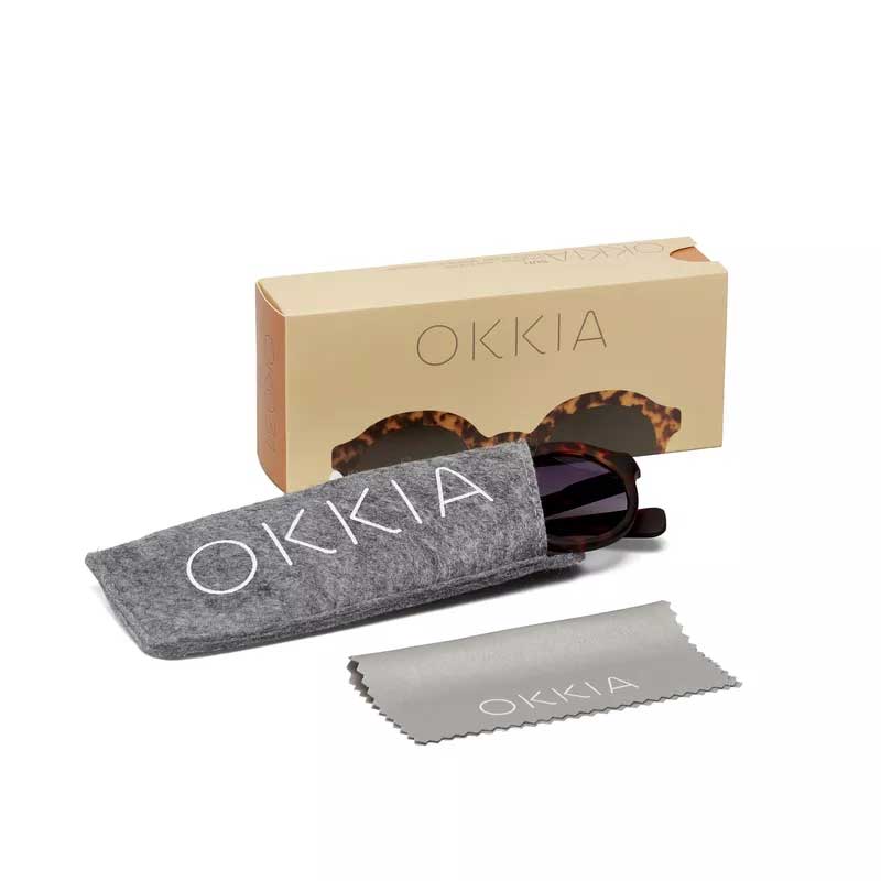 OCCHIALE DA SOLE MODELLO LAURO ROUND COLORE CLASSIC HAVANA LENTI NERO GRADIENTE OKKIA