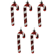 OFFERTA 5 BASTONCINI DI ZUCCHERO APPENDIBILI 1,5X4X12CM ROSSO E BIANCO