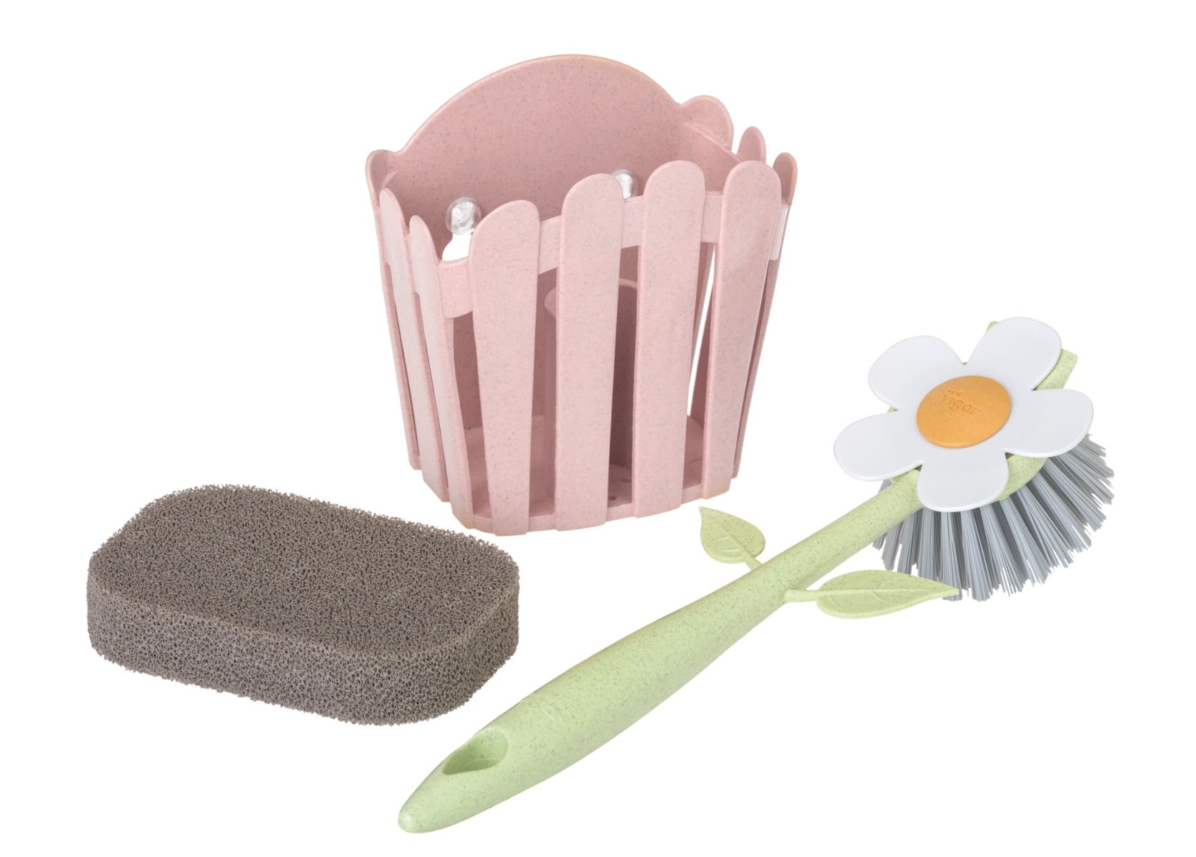 SET DA CUCINA SPAZZOLA+SPUGNETTA PER PIATTI ROSA