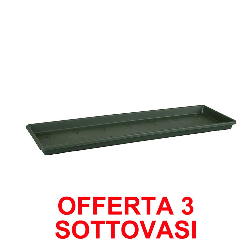 OFFERTA 3 SOTTOVASO PER FIORIERE GREEN BASICS TROUGH SAUCER 40CM VERDE