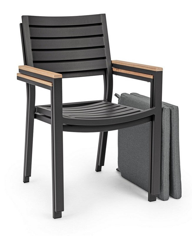 OFFERTA TAVOLO BELMAR ALLUNGABILE 100X220/340CM ANTRACITE + 6 POLTRONE ANTRACITE BELMAR