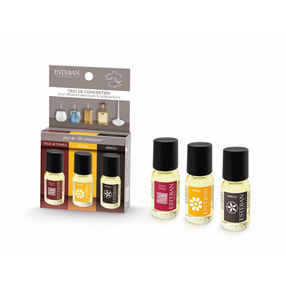 SET 3 PROFUMI CONCENTRATI OLIO RINFRESCANTE 15ML TECK E TONKA-AMBRE-NEROLI