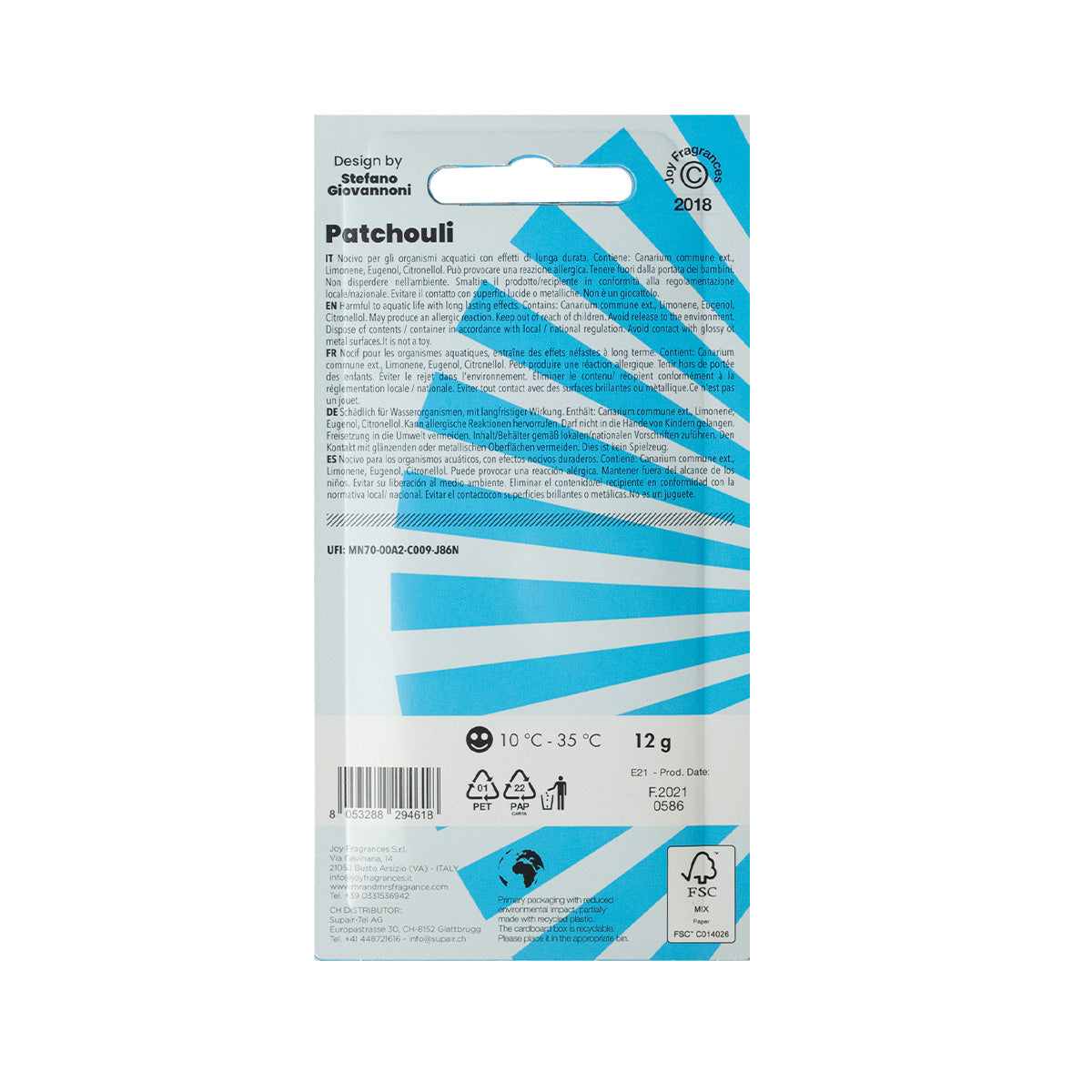 MR & MRS FRAGRANCE PROFUMATORE PER AUTO GIGI BLUE PATCHOULI