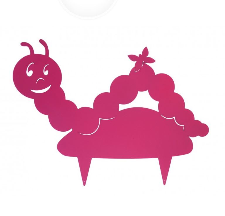 PICCHETTO DECORATIVO A FORMA DI BRUCO FUCSIA METALLO 50.2X30 CM
