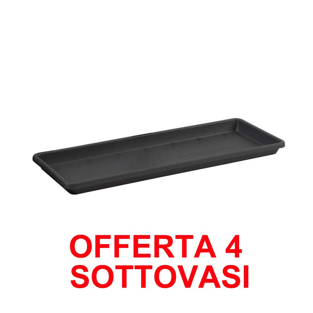 OFFERTA 4 SOTTOVASO PER FIORIERA BARCELONA TROUGH SAUCER 40CM ANTHRACITE