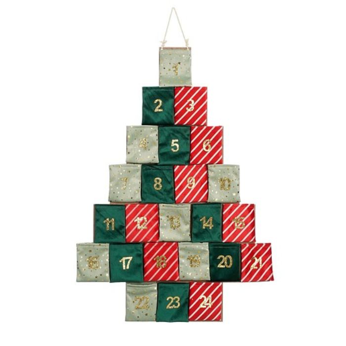 CALENDARIO DELL'AVVENTO A FORMA DI ALBERO DI NATALE, 72X51CM