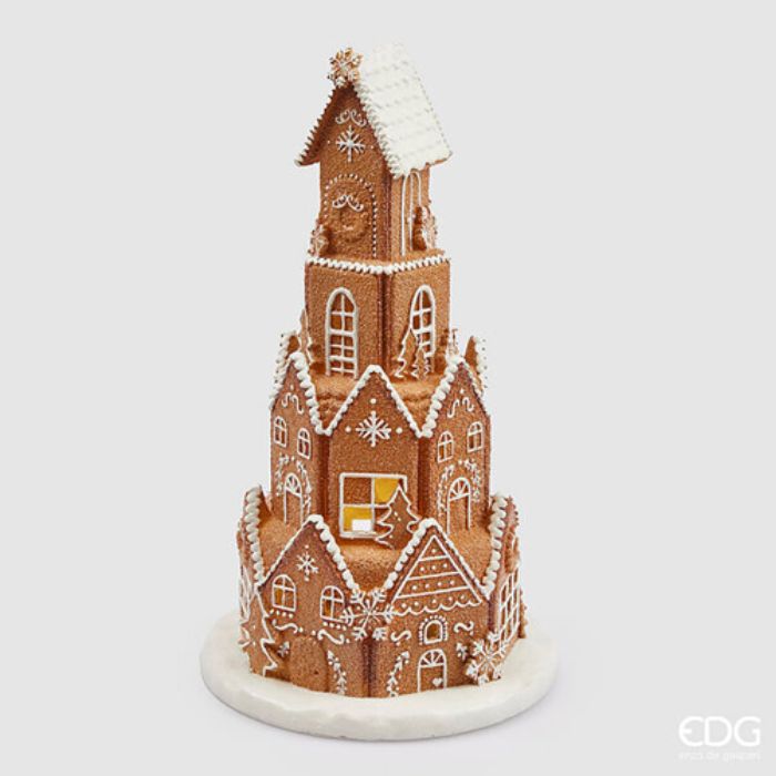 CASETTA DI MARZAPANE CON LED, IN POLIRESINA, H41XØ23CM, COLORE NOCCIOLA
