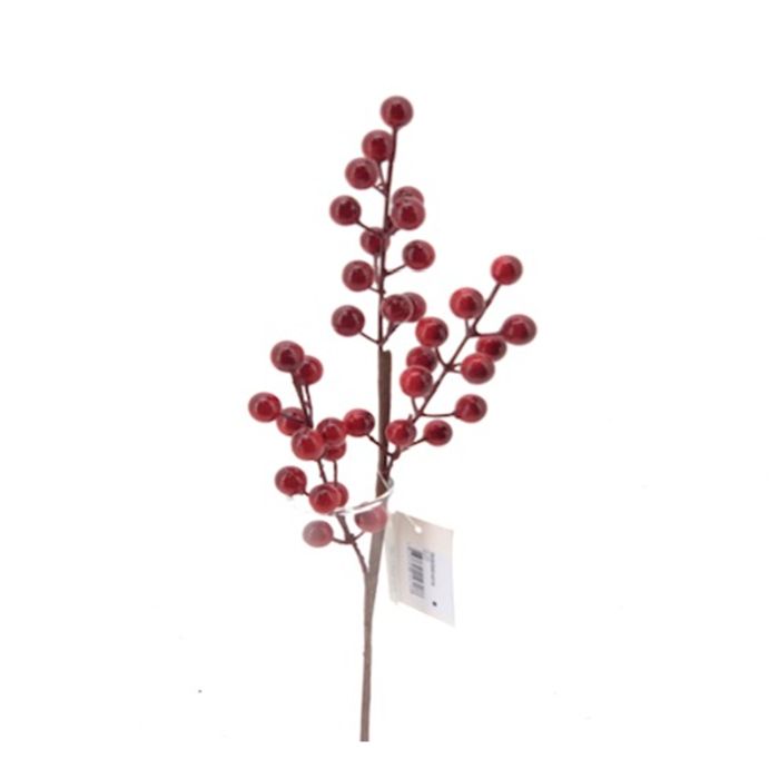 DECORAZIONE NATALIZIA, RAMETTO CON BACCHE ROSSE, H38CM