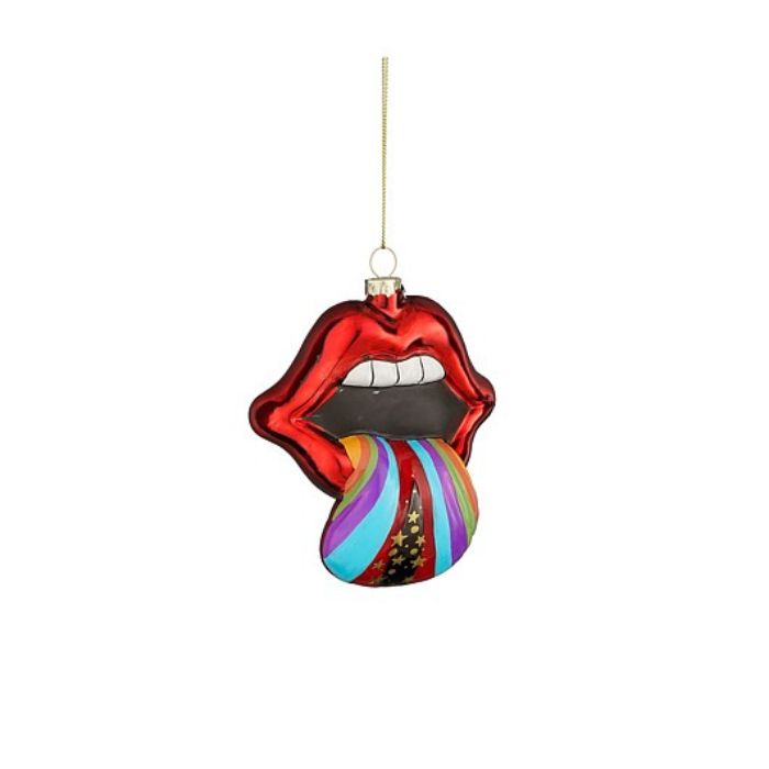 DECORAZIONE NATALIZIA DA APPENDERE, LABBRA IN VETRO, 8.5X5X10CM