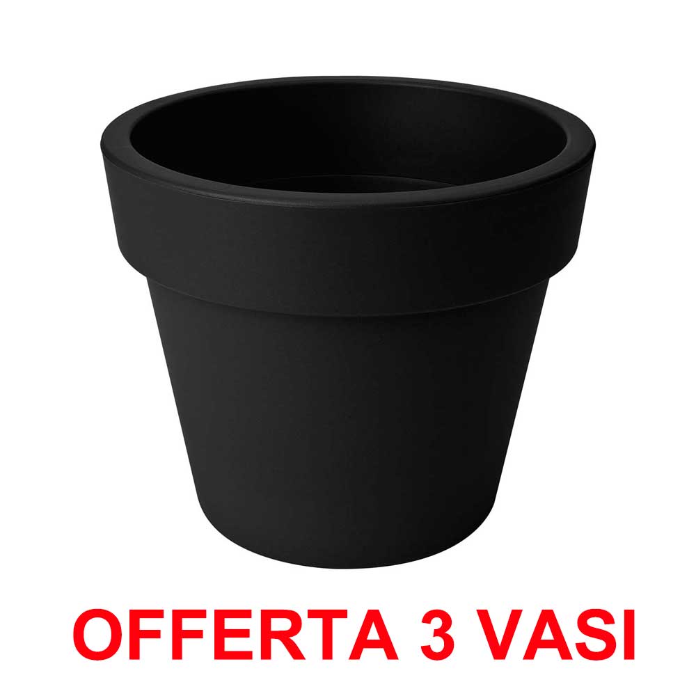 OFFERTA 3 VASO GREEN BASICS TOP PLANTER 40CM LIVING BLACK