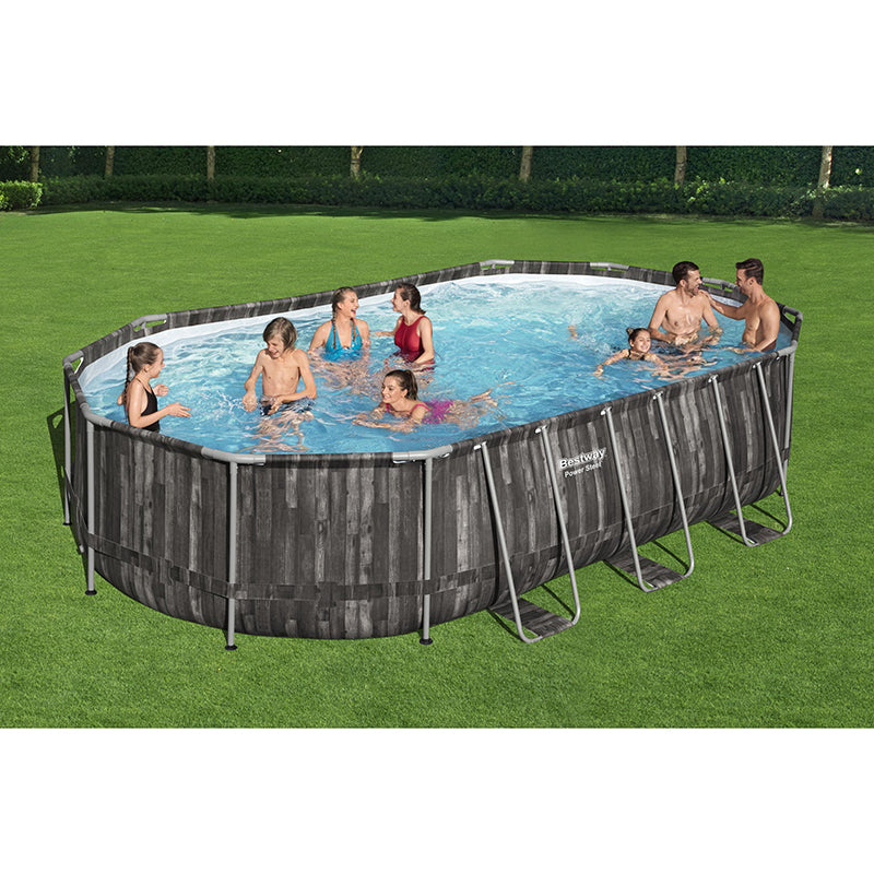 PISCINA RETTANGOLARE POWER STEEL 610X366X122 CON POMPA FILTRO SCALETTA