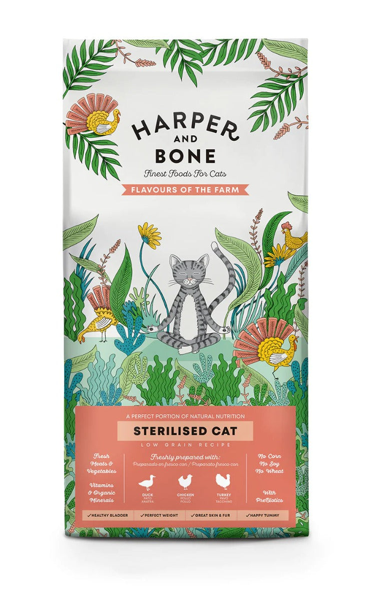 CROCCHETTE PER GATTI HARPER AND BONE CAT STERILISED FLAVOURS OF THE FARM 5KG - ANATRA, POLLO E TACCHINO