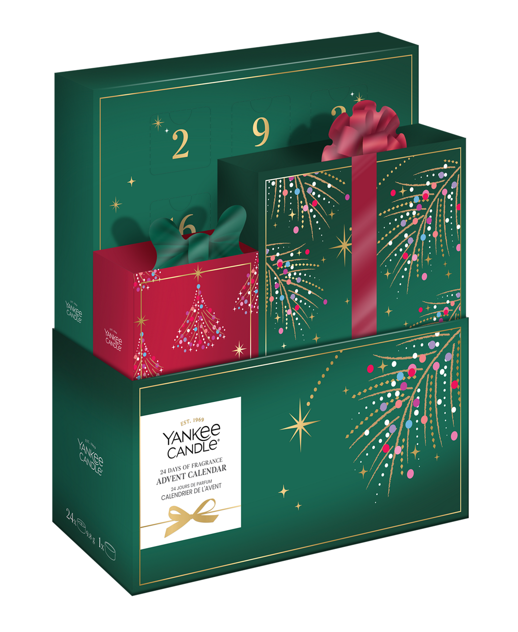 Calendario dell'Avvento 24 Fragranze Verde Rosso Yankee Candle