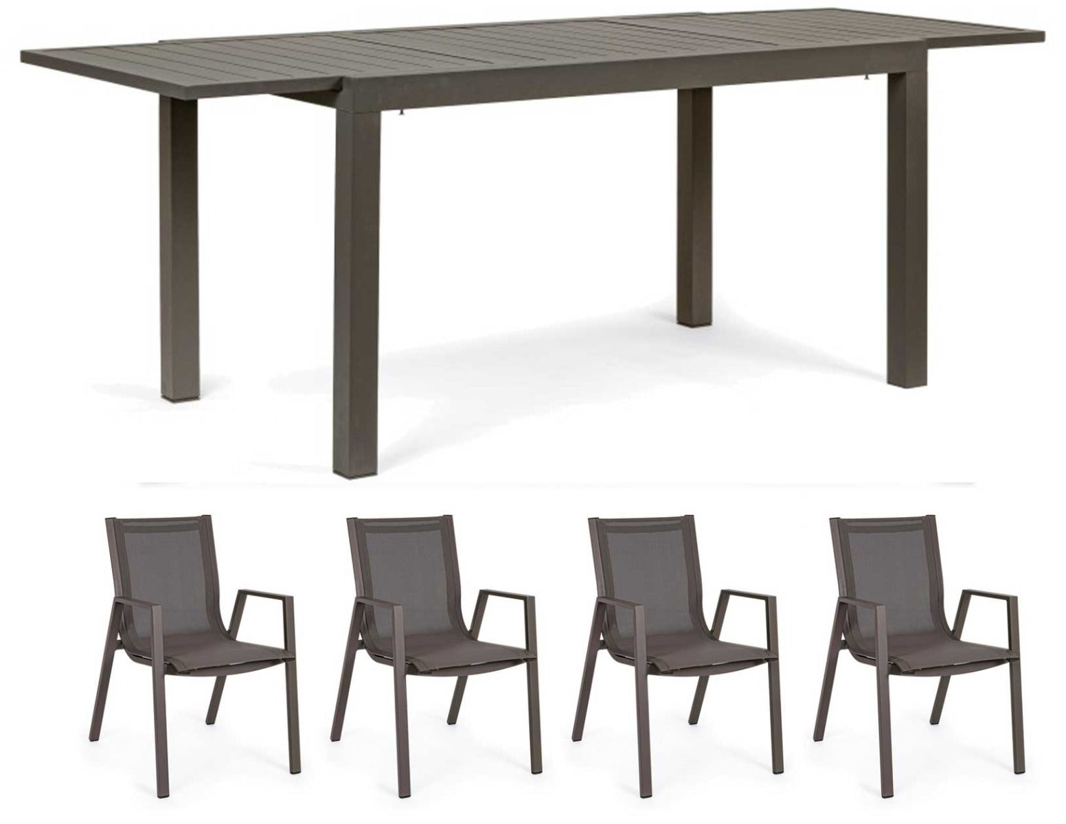 OFFERTA TAVOLO HILDE ALLUNGABILE 140/210X77CM MARRONE +4 POLTRONE PELAGIUS