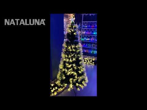 ALBERO DI NATALE LUMINOSO 95 LED BIANCO CALDO H90CM IN FIBRA OTTICA CON 8 GIOCHI DI LUCE